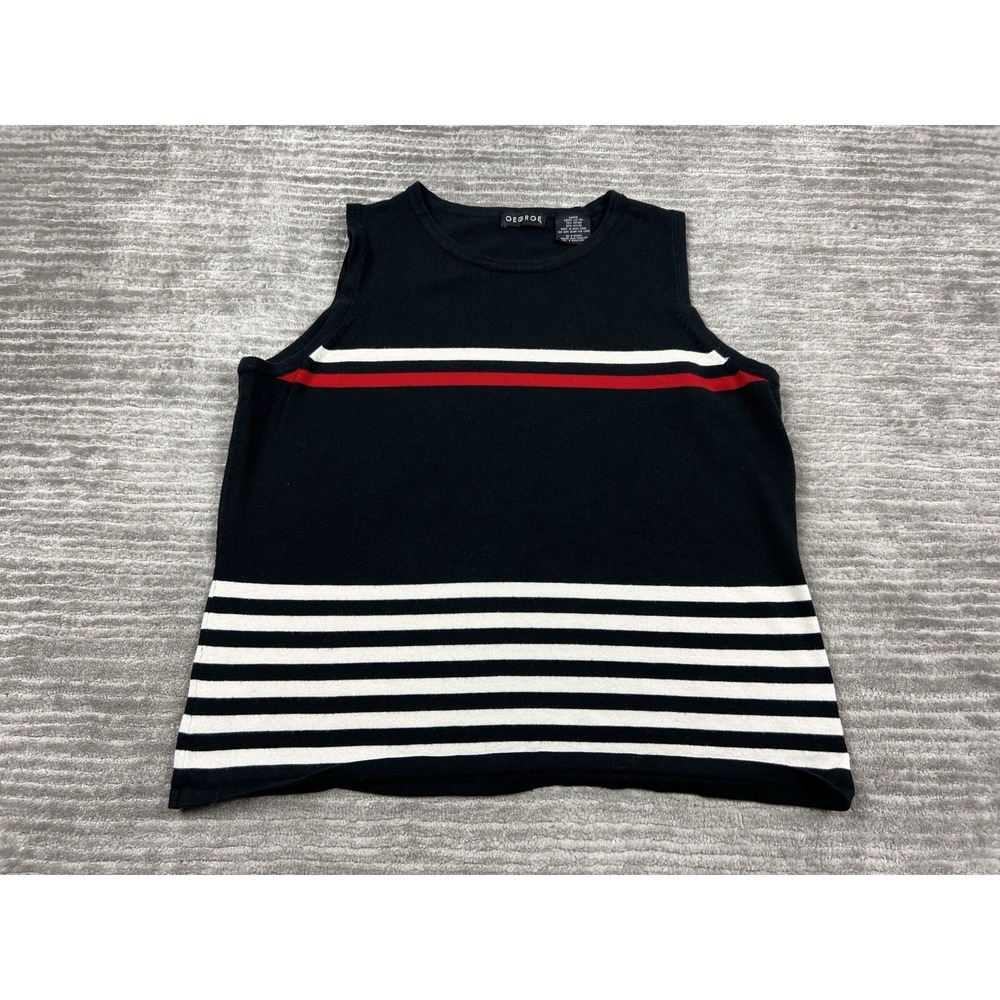George Sweater Womens‎ Large Black Striped Sleeveless Thin Knit Vintage
